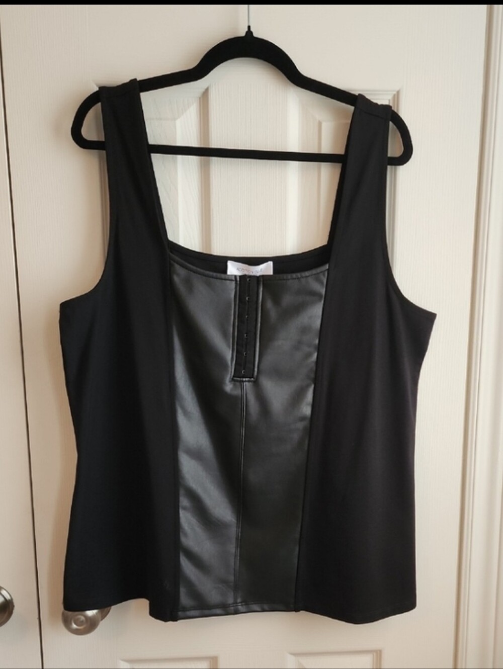 Addition Elle Black Faux-Leather Panel Tank Top 3XL - Picture 8 of 8